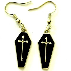 Black and Silver Coffin Earrings, NWT, Unworn